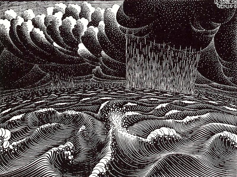 MC Escher&rsquo;s print of a stormy ocean